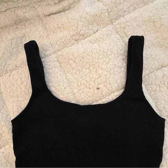Dynamite Black Ribbed Square-Neck Tank - Picture 2 of 5